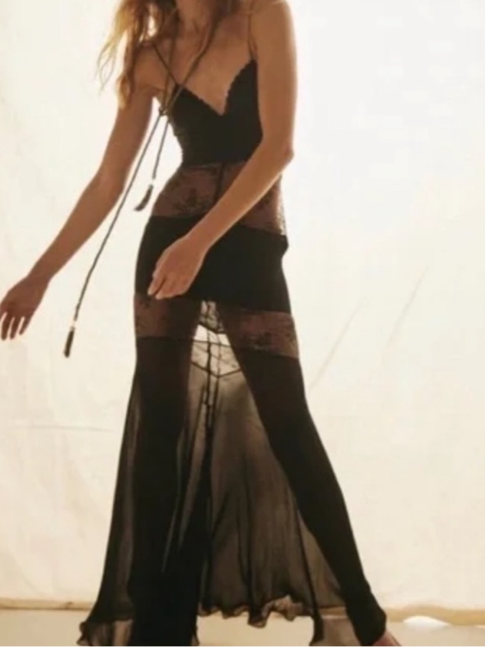 Rat and boa Venezia black lace insert gown in size XXS PETITE - Picture 4 of 11